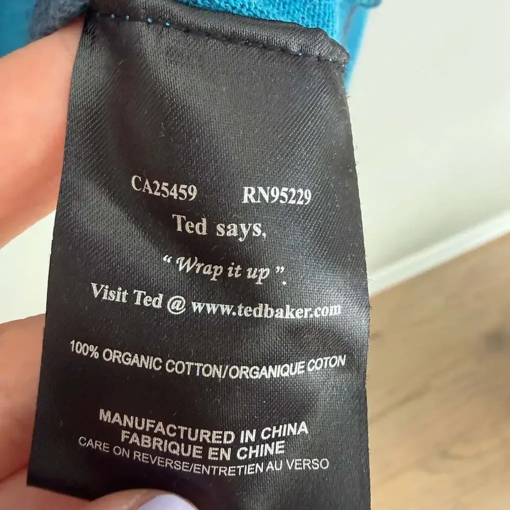 Ted Baker London Men’s V-Neck Sweater Size 3X Teal Blue Organic Cotton